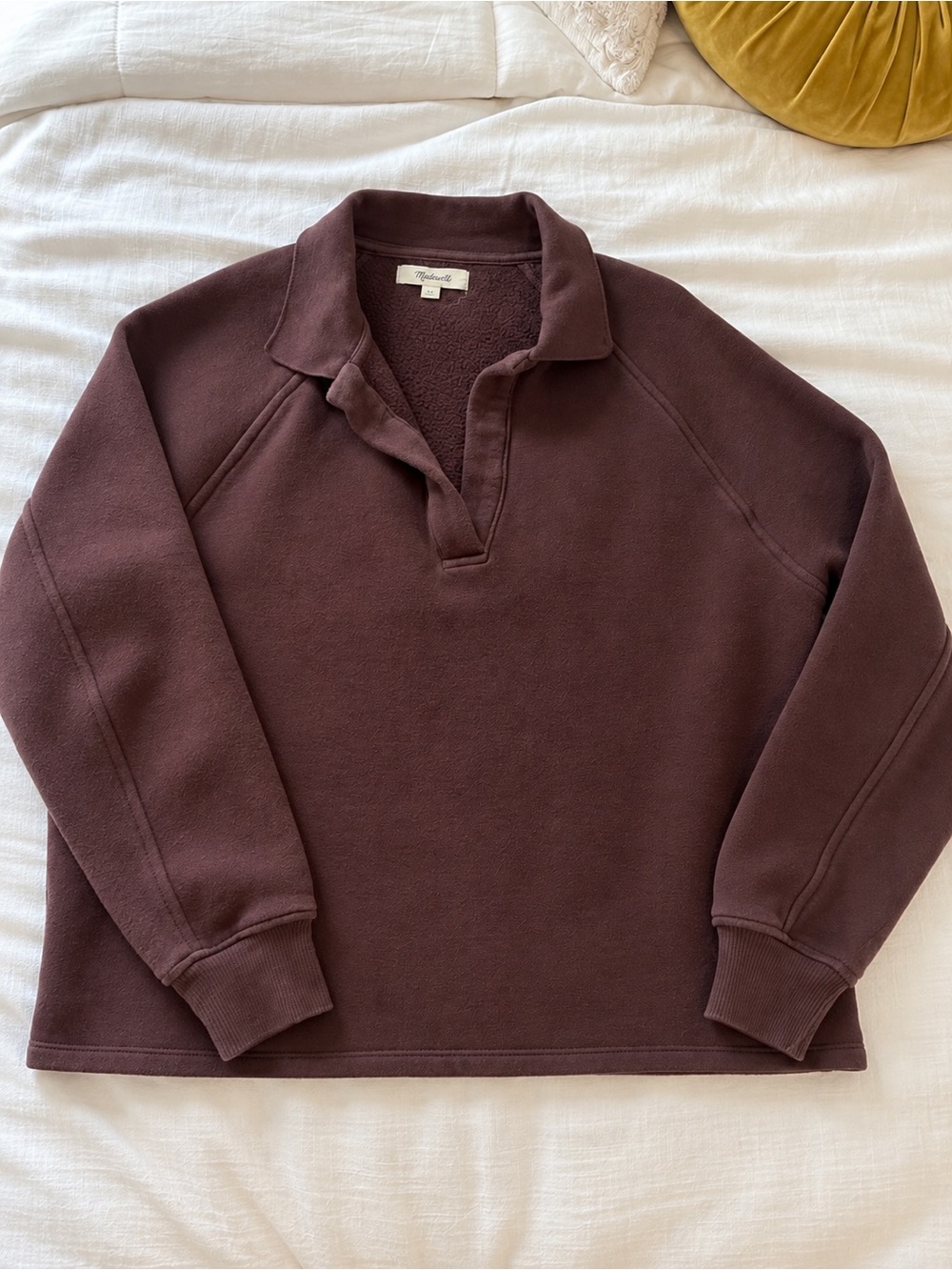 Madewell Chocolate Brown Collared Pullover Sweatshirt XS